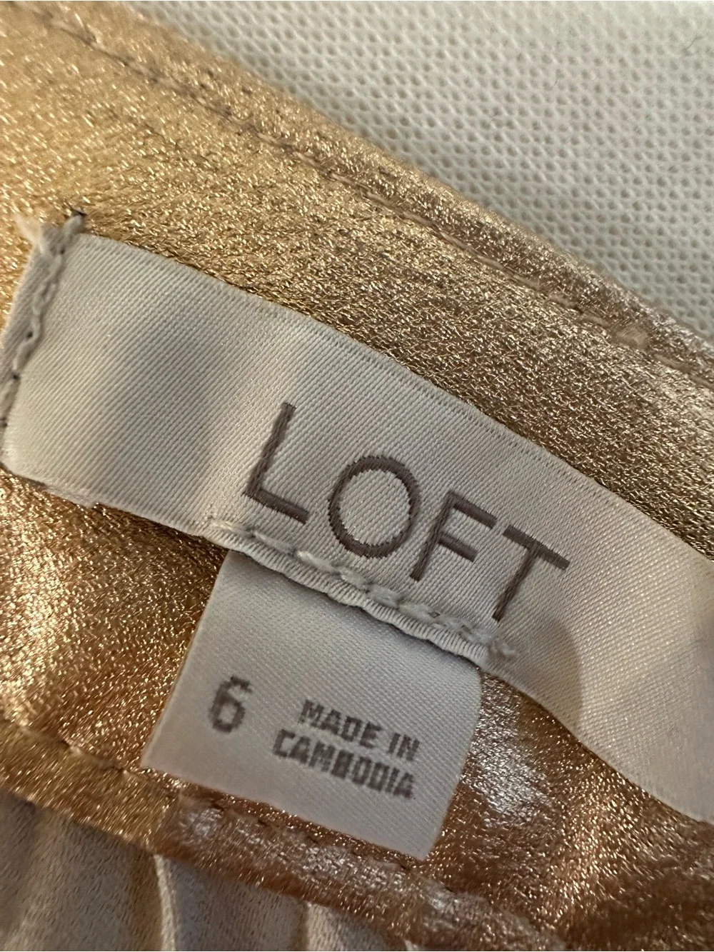LOFT Gold Metallic Shimmer Pleated Midi Skirt - Size 6